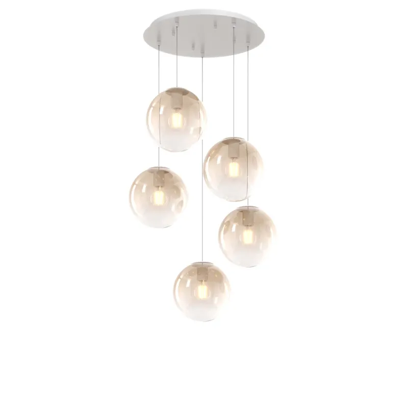 Modern pendant lamp blown glass spheres 5 lights tpl 0934