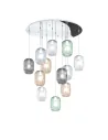 Lampadario a sospensione moderno cromato con vetri multicolor a 12 luci tpl 0968