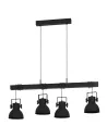 Modern 4-light black wood and metal spotlight chandelier GL1801