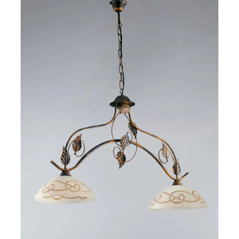 Barbell classic chandelier in wrought iron 2 lights LGT Solaris