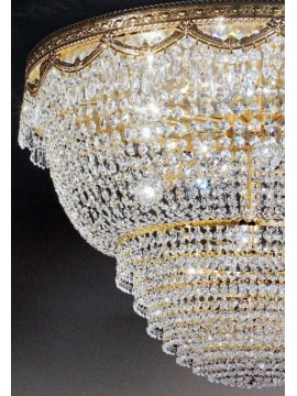 Plafoniera in cristallo classico 12 luci oro Voltolina Pegaso