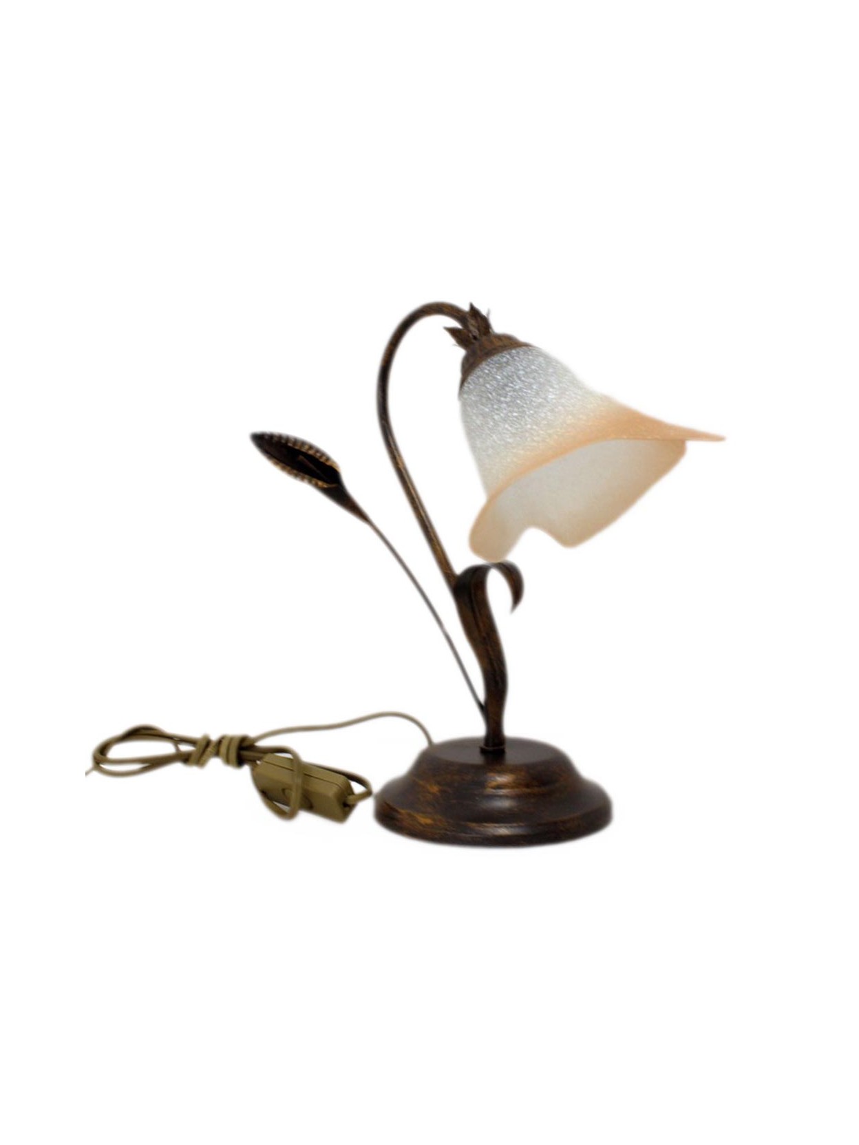 Classic table lamp in wrought iron 1 light Calla left glass