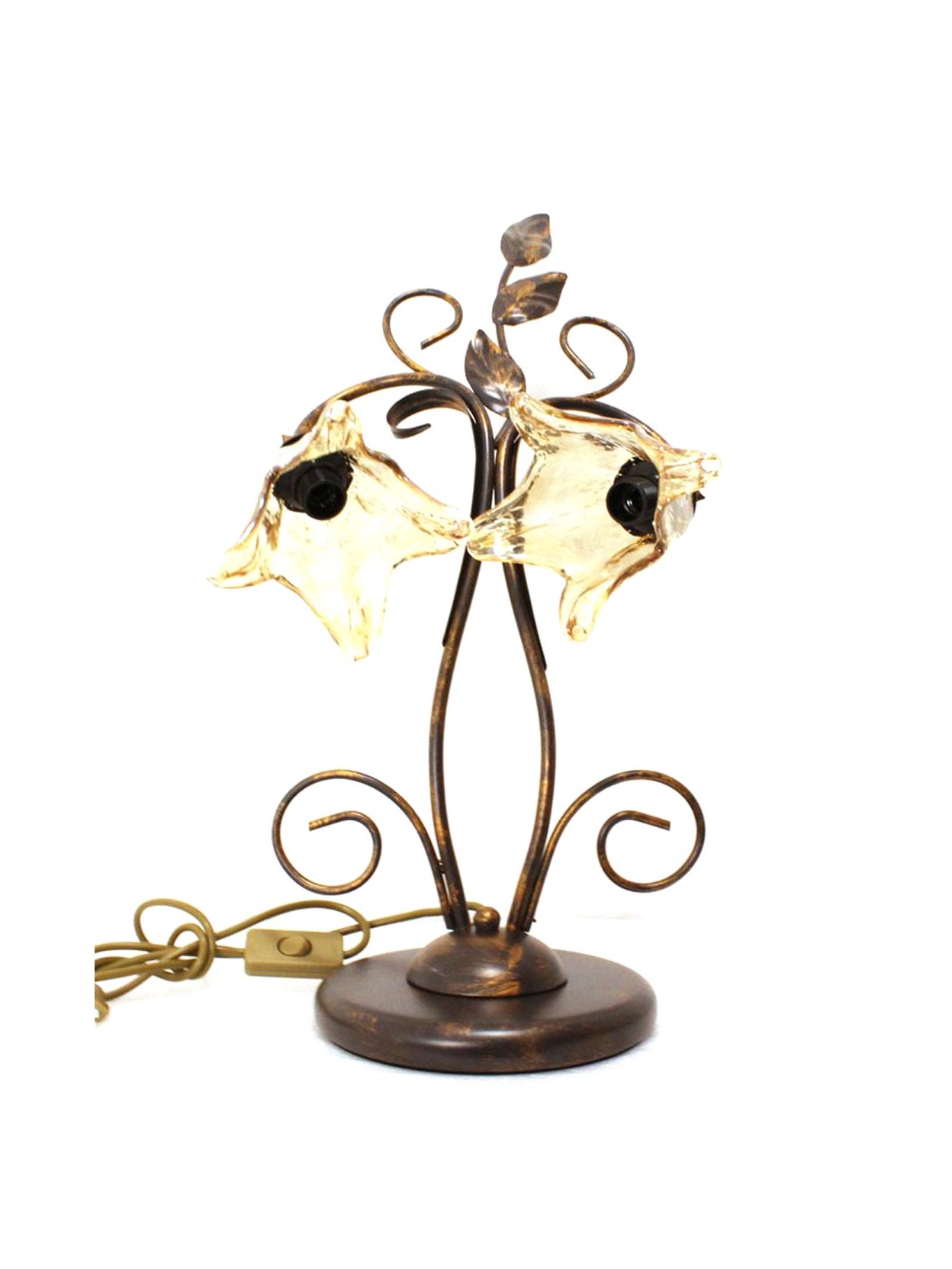 Lampada da Tavolo arte povera vintage classico lume ferro battuto