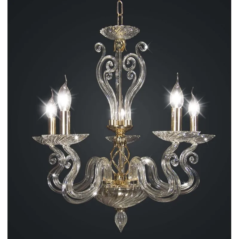 Classic chandelier in transparent crystal and gold 5 lights BGA 1728