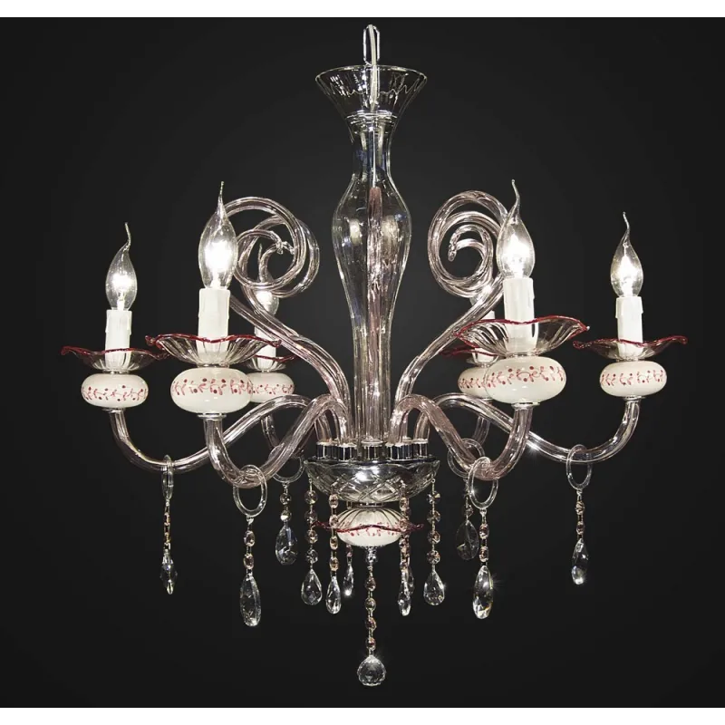 Classic chandelier in chromed and red crystal 6 lights BGA 1713