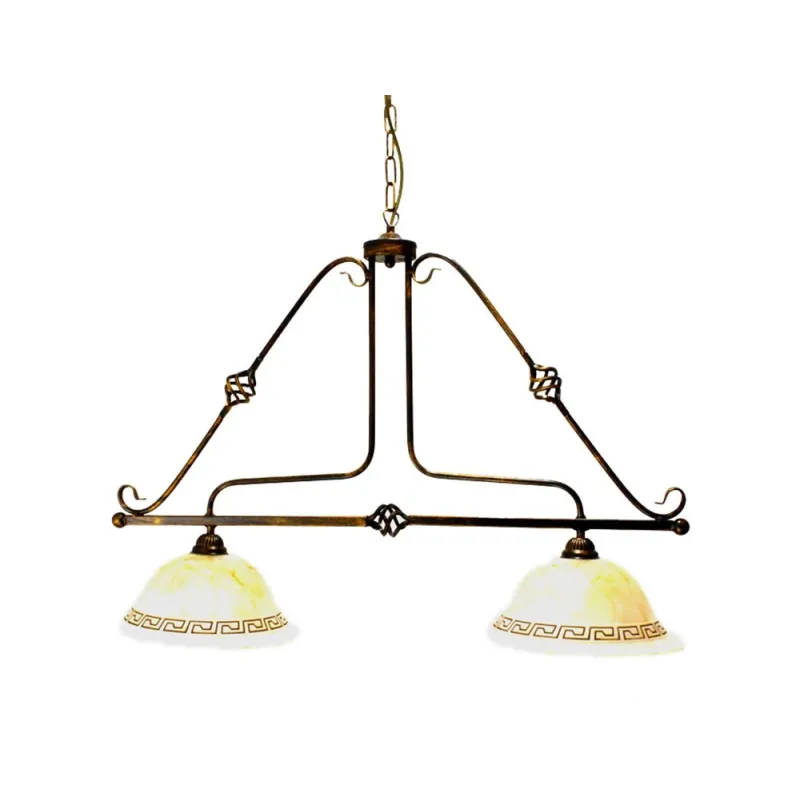 Classic barbell in wrought iron 2 lights Roberta