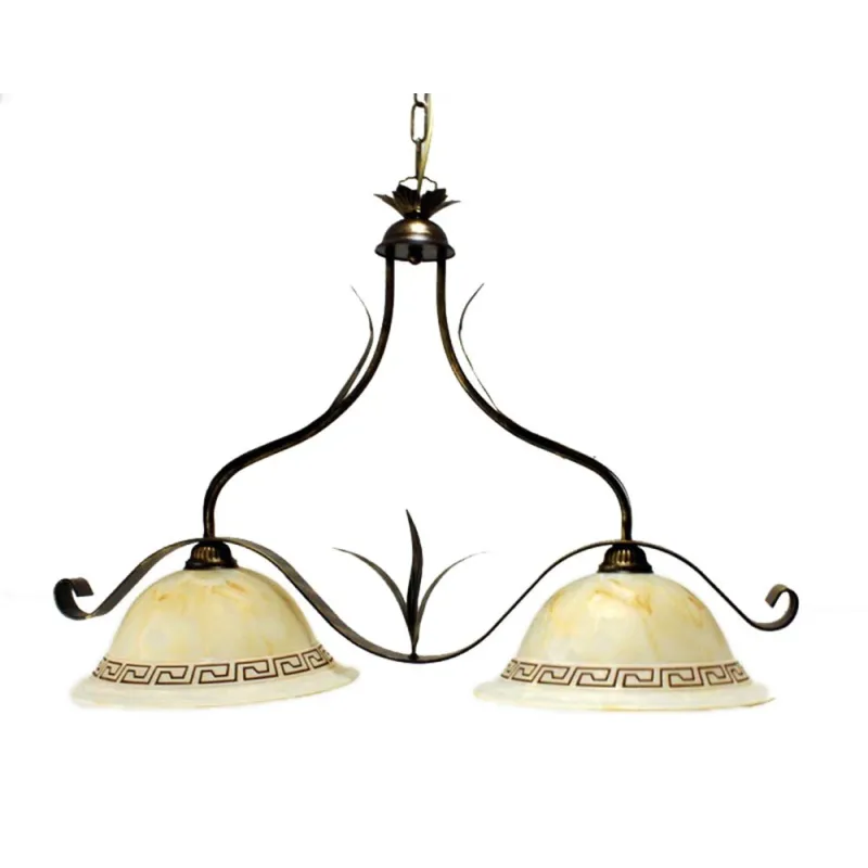 Classic barbell in wrought iron 2 lights Forged