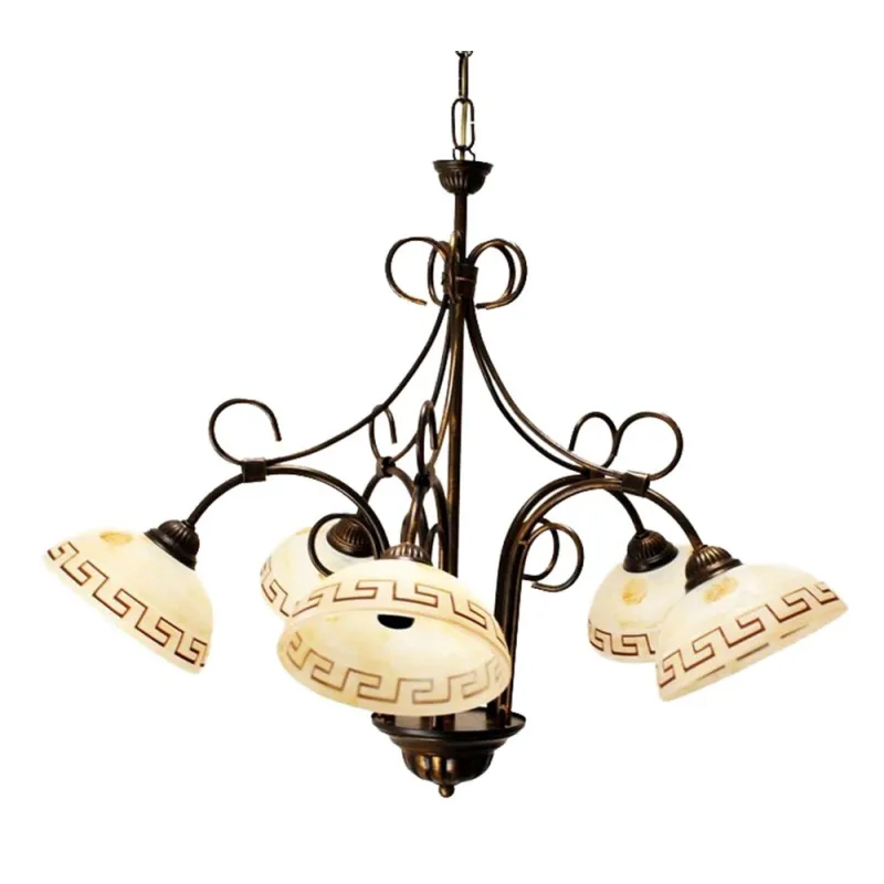 Classic chandelier in wrought iron 5 lights Marble