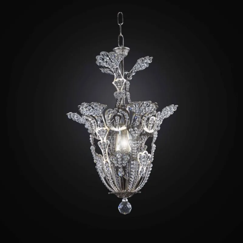 Chandelier in crystal and silver leaf 1 light BGA 2737-I35