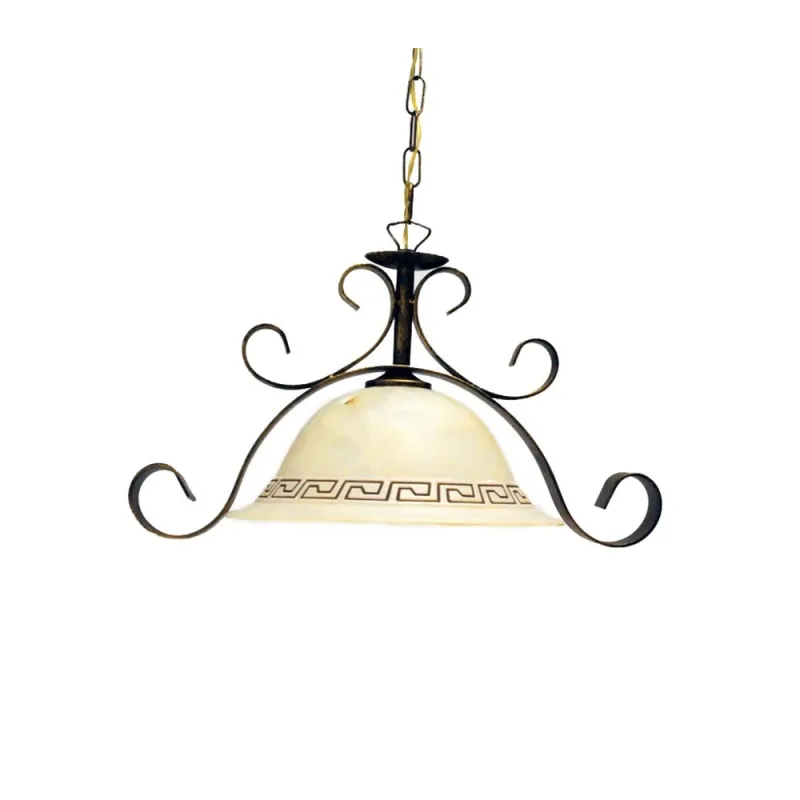 Classic chandelier in wrought iron 1 light Forged