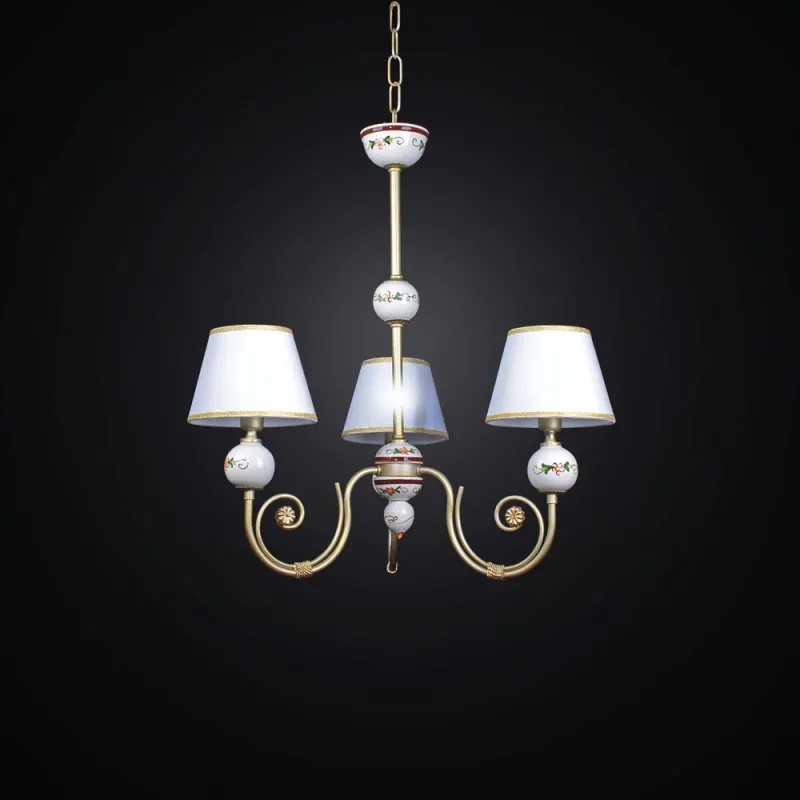 Wrought iron and ceramic chandelier with 3 lights BGA 2490-3