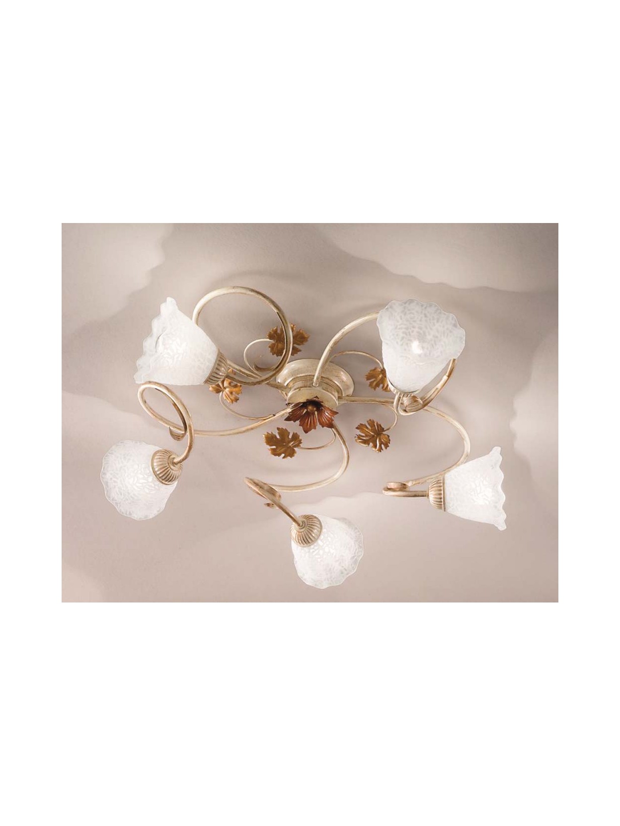 Contemporary Wrought Iron Ceiling Lamp 5 Lights Aida Pl5 Cream