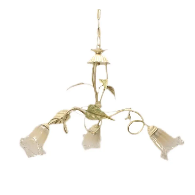 Classic wrought iron chandelier 3 lights Mirandola cream