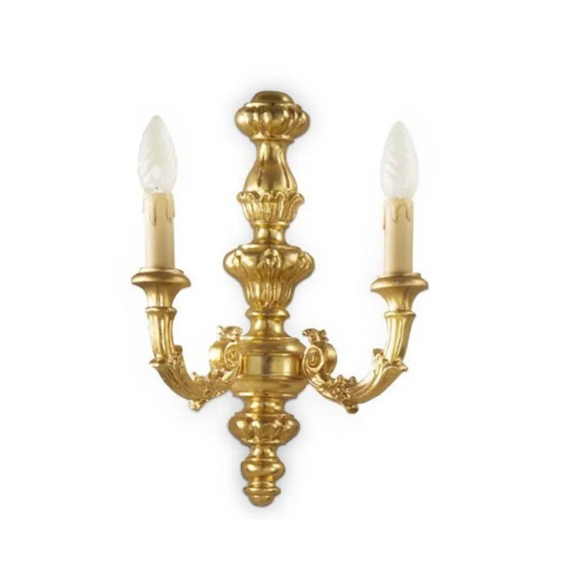 Classic wall lamp in gold leaf wood 2 lights Esse 785 / 2A