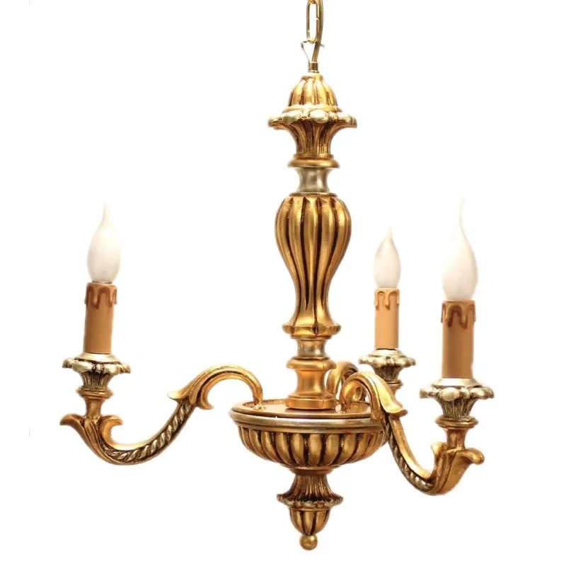 Classic chandelier in gold-silver leaf wood 3 lights DBS 700 / 3P